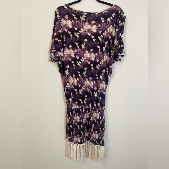 Sophia by ViX Womens Dress Size S P Purple Floral Fringe Topical Summer Midi - Picture 8 of 11